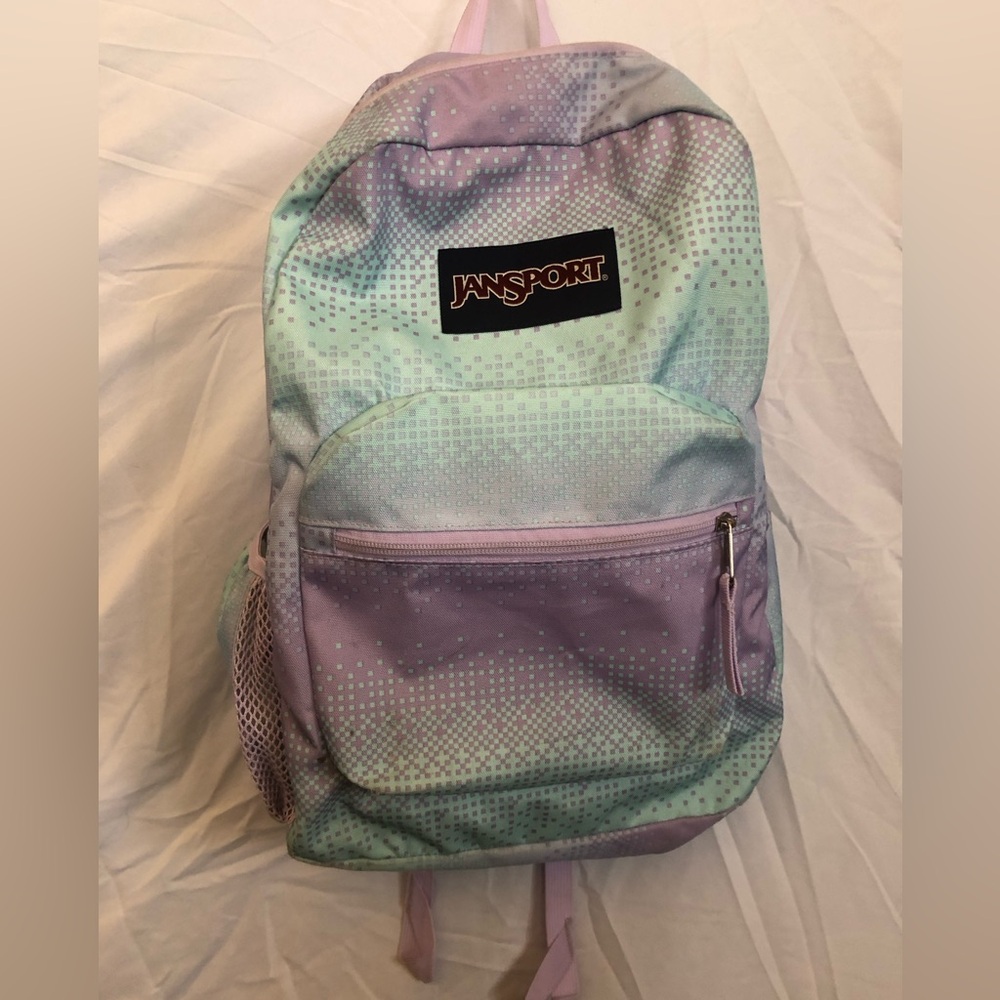 JanSport Cross Town backpack 8-Bit Ombre pattern